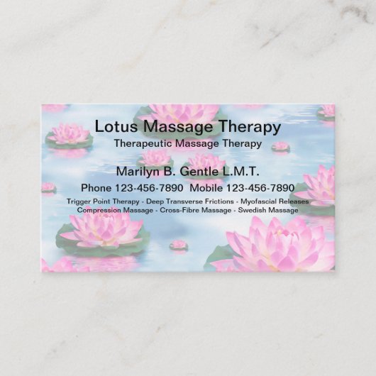 Geautoriseerde massagetherapiediensten visitekaartje (Voorkant)