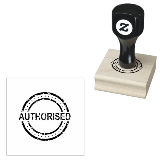 GEAUTORISEERDE Tekst Circulaire Lay-out Jet Black Rubberstempel (Gestempeld)