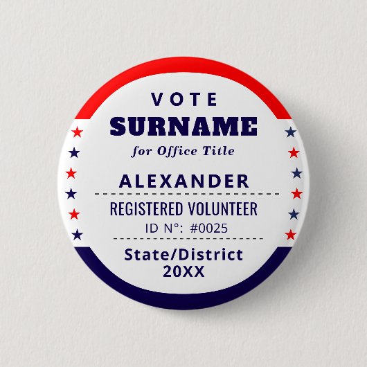 Geautoriseerde Vrijwilliger 2026 Verkiezingscampag Ronde Button 5,7 Cm (Voorkant)