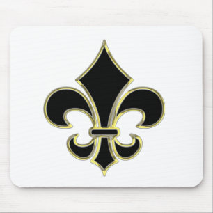 Geaux Black & Gold Fleur De Lis Muismat