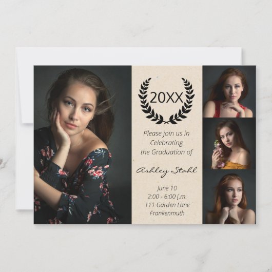 Geavanceerd Afstuderen voor zwarte en gouden foto' Kaart (Voorkant)