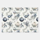 Geavanceerd blauw & goud kerstpatroon inpakpapier vel (Voorkant 3)