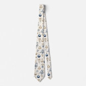 Geavanceerd blauw & goud kerstpatroon stropdas (Voorkant)