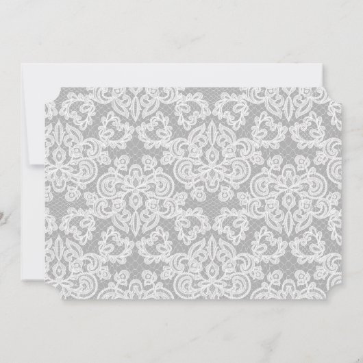 Geavanceerd grijs en wit kanten script kaart (Achterkant)