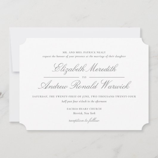 Geavanceerd grijs en wit kanten script kaart (Voorkant)