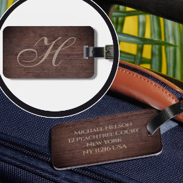 Geavanceerd houten effect Initiaal Bagagelabel