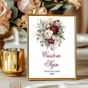 Geavanceerd Marsala Boho Bloemmotief Goud Op Maat Poster