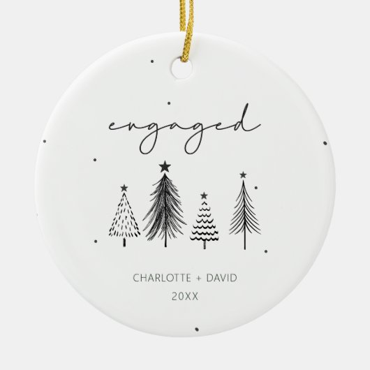 Geavanceerd minimalistisch kerstfeest op maat keramisch ornament (Voorkant)