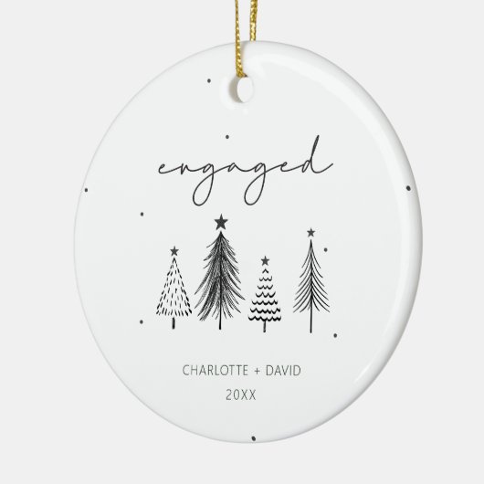 Geavanceerd minimalistisch kerstfeest op maat keramisch ornament (Links)