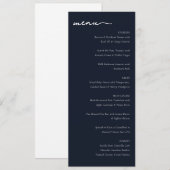 Geavanceerd Navy Blauw Minimalistisch Trouwmenu Menu (Voorkant / Achterkant)