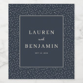 Geavanceerd Navy Dot Grid Wijn Etiket (Enkel label)