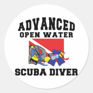 Geavanceerd Open Water SCUBA Diver Ronde Sticker