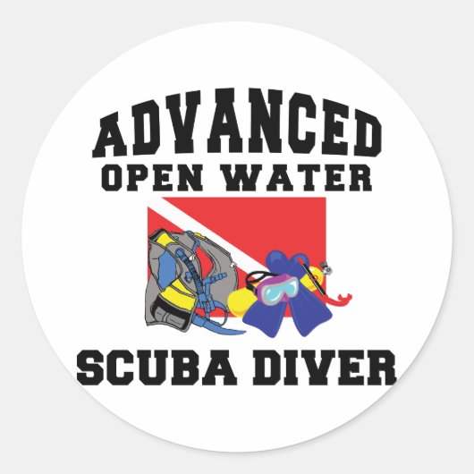 Geavanceerd Open Water SCUBA Diver Ronde Sticker (Voorkant)