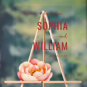 Geavanceerd rood bloemen-huwelijksbord acryl bord