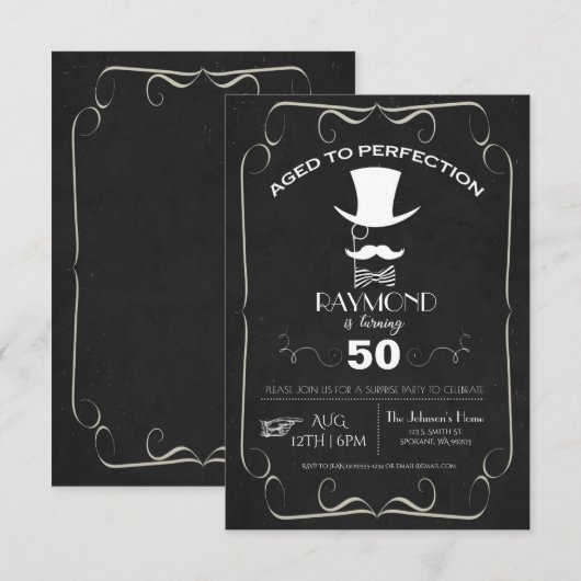 Geavanceerd volwassen geboortedag Uitnodiging (Voorkant / Achterkant)