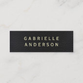 Geavanceerd zwart nama leer vetgedrukte tekst mini visitekaartje (Voorkant)
