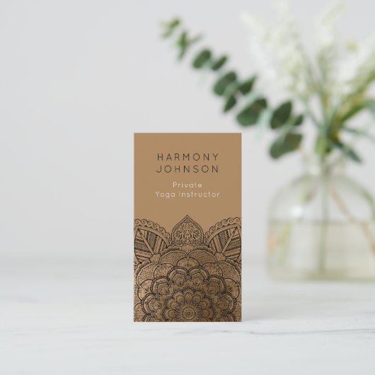 Geavanceerd zwart op Gold Mandala Yoga Visitekaartje (Staand voorkant)