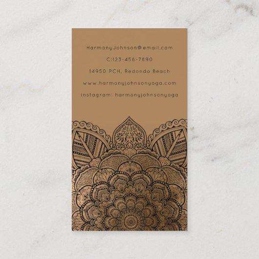 Geavanceerd zwart op Gold Mandala Yoga Visitekaartje (Achterkant)