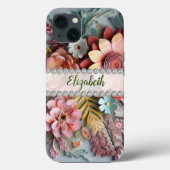 Geavanceerde 3D bloemen arrangement & diamanten Case-Mate iPhone Case (Achterkant)