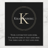 Geavanceerde aangepaste familienaam Monogram Wijn Etiket (Enkel label)