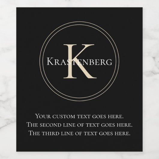 Geavanceerde aangepaste familienaam Monogram Wijn Etiket (Enkel label)