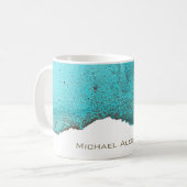 Geavanceerde Abstracte, aangepaste, Blauwgroen zwa Koffiemok (Voorkant links)