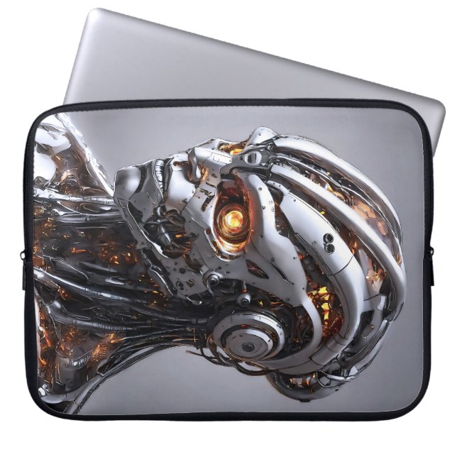 Geavanceerde AI Chrome Android Cyborg Toekomstgeri Laptop Sleeve (Voorkant)
