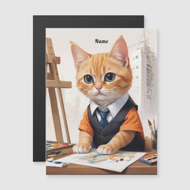 Geavanceerde architect Cat Ginger Kitten Art (Voorkant / Achterkant)