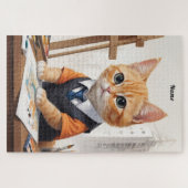 Geavanceerde architect Cat Ginger Kitten Art Legpuzzel (Horizontaal)