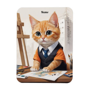 Geavanceerde architect Cat Ginger Kitten Art Magneet