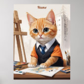 Geavanceerde architect Cat Ginger Kitten Art Poster (Voorkant)