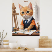 Geavanceerde architect Cat Ginger Kitten Art Poster (Keuken)
