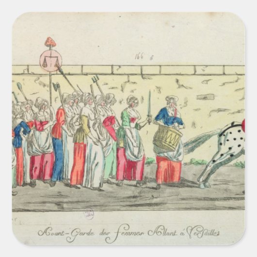 Geavanceerde bewaking van de vrouwen die naar vierkante sticker (Voorkant)