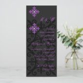 Geavanceerde Black and Paars Engagement Party Kaart (Staand voorkant)