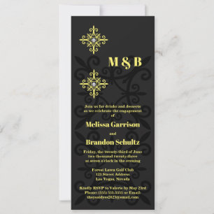 Geavanceerde Black and Yellow Engagement Party Kaart