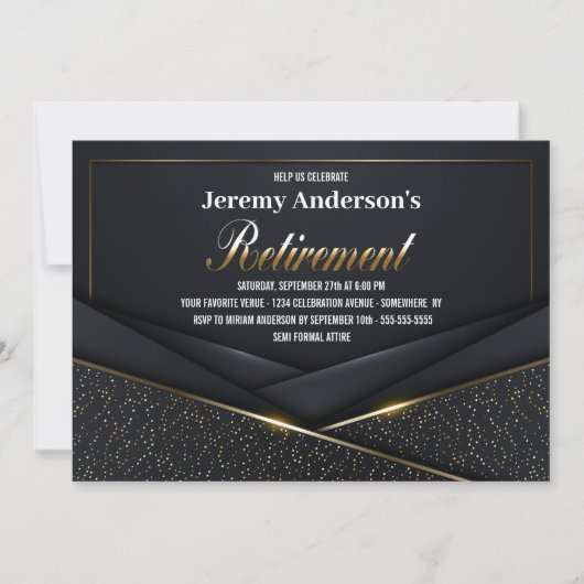 Geavanceerde 'Black Gold Retirement Party' Kaart (Voorkant)