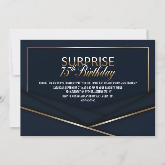 Geavanceerde Blauw Goud 75e Verrassingsverjaardag Kaart (Voorkant)