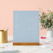 Geavanceerde Blauwe Minimalistische Bar Menu Acryl Bord (Huwelijk)