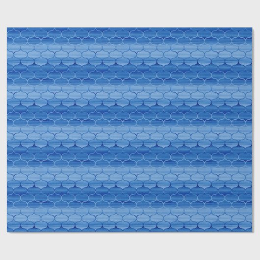 Geavanceerde blauwe Waterverf Ogee Pattern Cadeaupapier (Vlak)