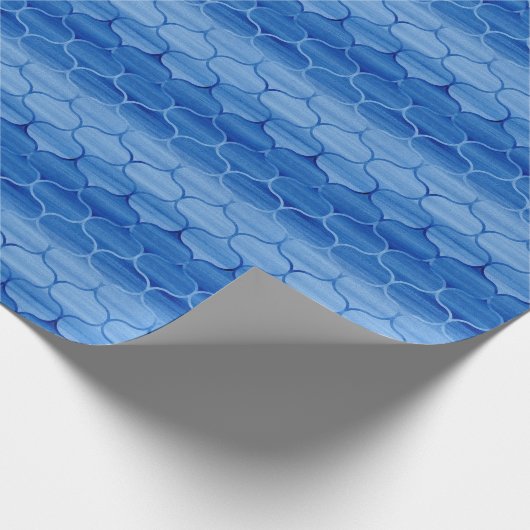 Geavanceerde blauwe Waterverf Ogee Pattern Cadeaupapier (Hoek)