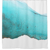 Geavanceerde Blauwgroen Zwart Wit Abstract Douchegordijn (Voorkant)