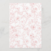 Geavanceerde Botanische Roze Chinoiserie Bruiloft Menu (Achterkant)