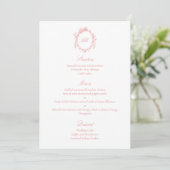 Geavanceerde Botanische Roze Chinoiserie Bruiloft Menu (Staand voorkant)