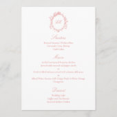 Geavanceerde Botanische Roze Chinoiserie Bruiloft Menu (Voorkant)