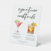 Geavanceerde bruiloft handtekening cocktails Menu Reclamebord Met Voetstuk (Voorkant)