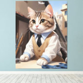 Geavanceerde Cat Architect Cat Lover Canvas Afdruk (Insitu (Houten vloer))
