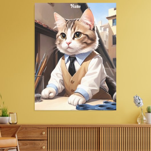 Geavanceerde Cat Architect Cat Lover Canvas Afdruk (Insitu (Woonkamer))