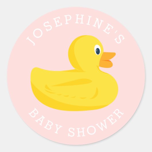 Geavanceerde Duck Baby shower Roze Aangepaste kleu Ronde Sticker (Voorkant)