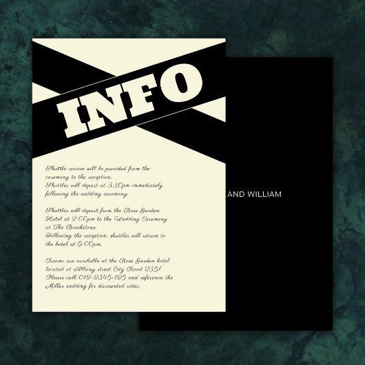 Geavanceerde Ecru Zwart Modern Script Informatiekaartje