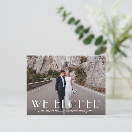 Geavanceerde Elopement-foto Aankondigingskaart (Staand voorkant)